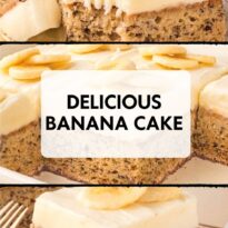 Banana cake pin collage.