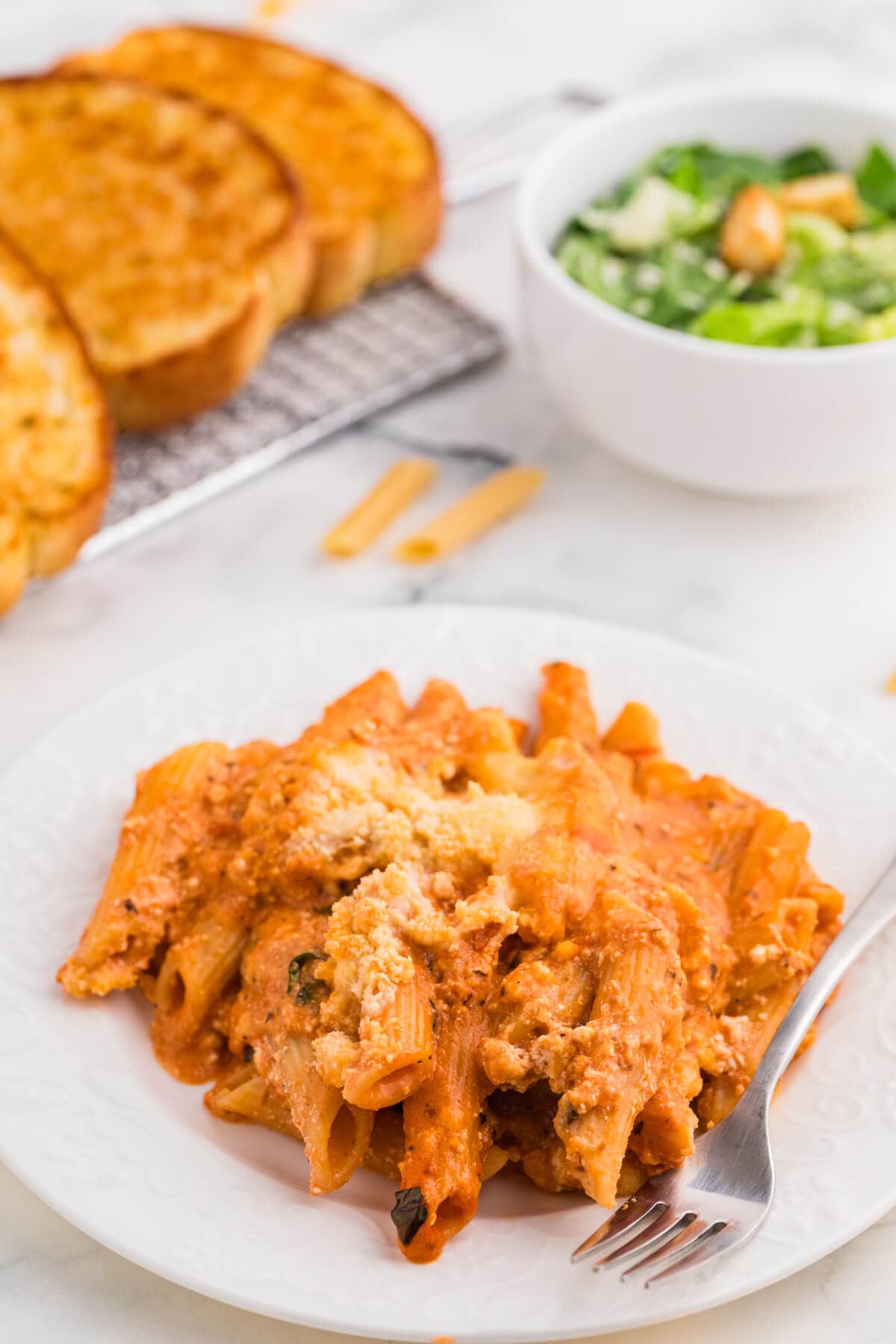 The recipe on a plate with a fork.