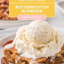 Pin image of butterscotch blondies.