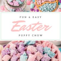Pin collage of Easter puppy chow.