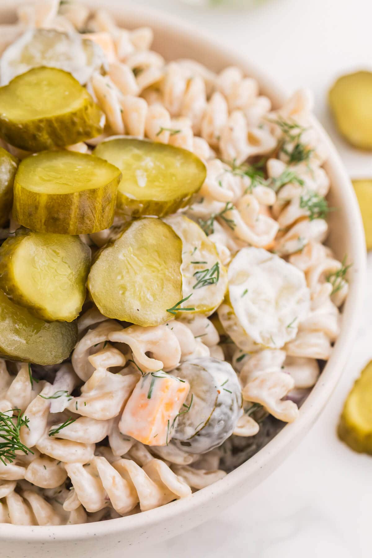 Close up of a bowl of the recipe.