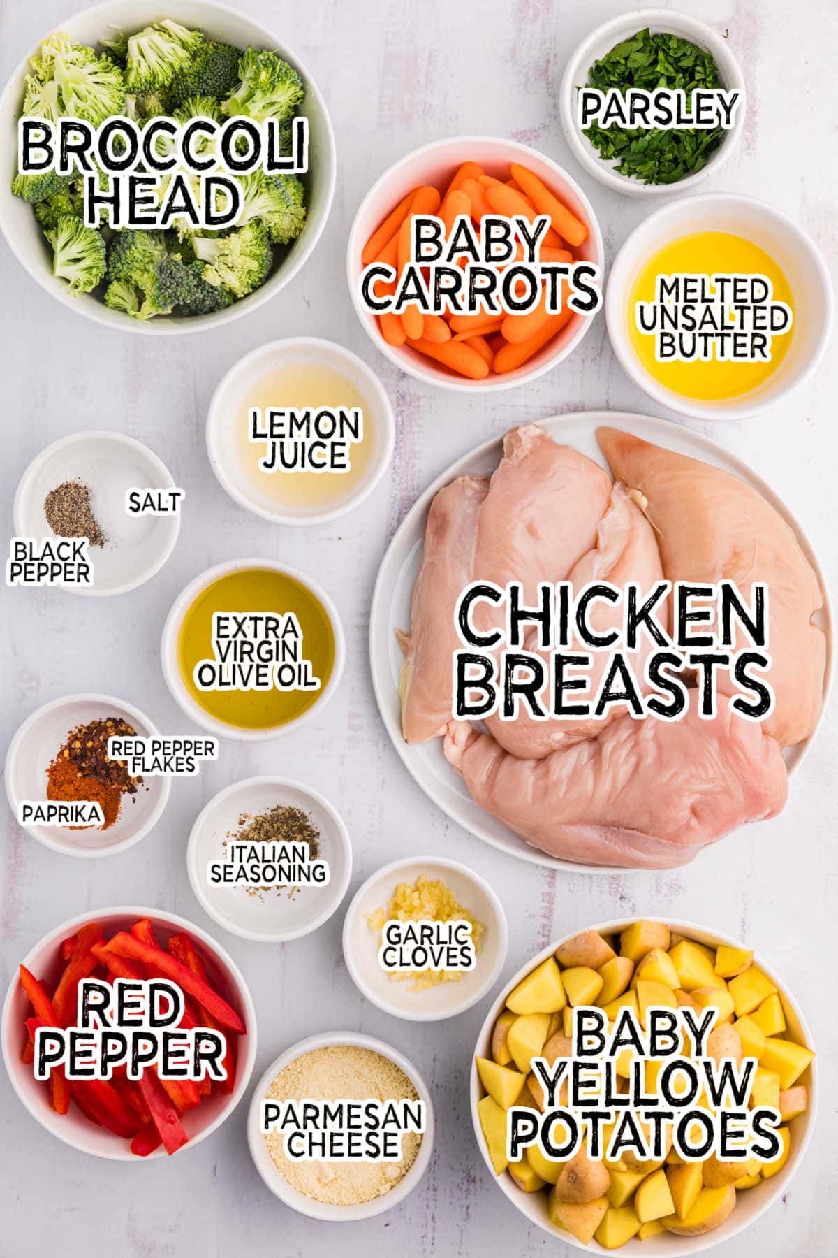 Ingredients on a white background.