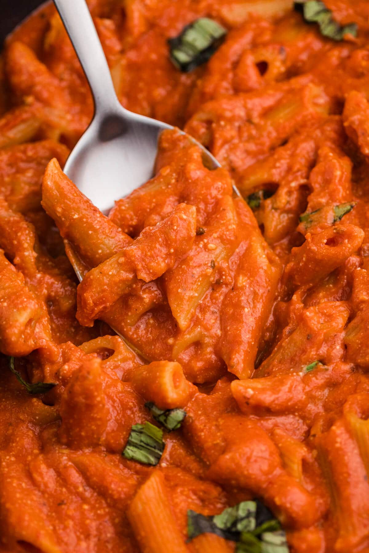 The recipe on a serving spoon.
