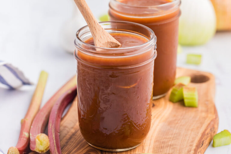 The recipe glass jars with a wooden spoon in one jar.