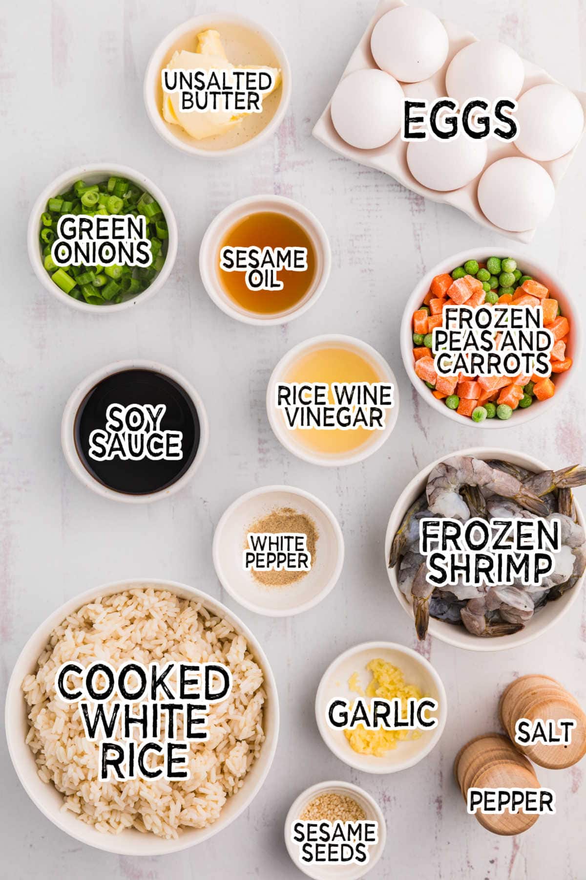 Ingredients on a white background.