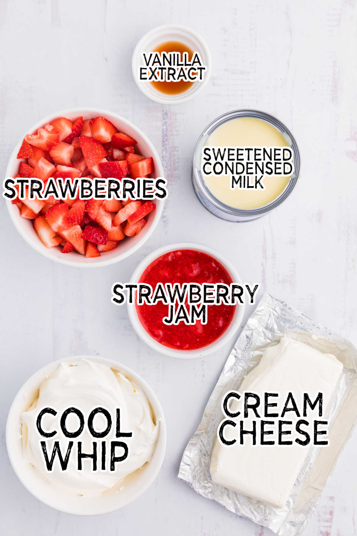 Ingredients on a white background.