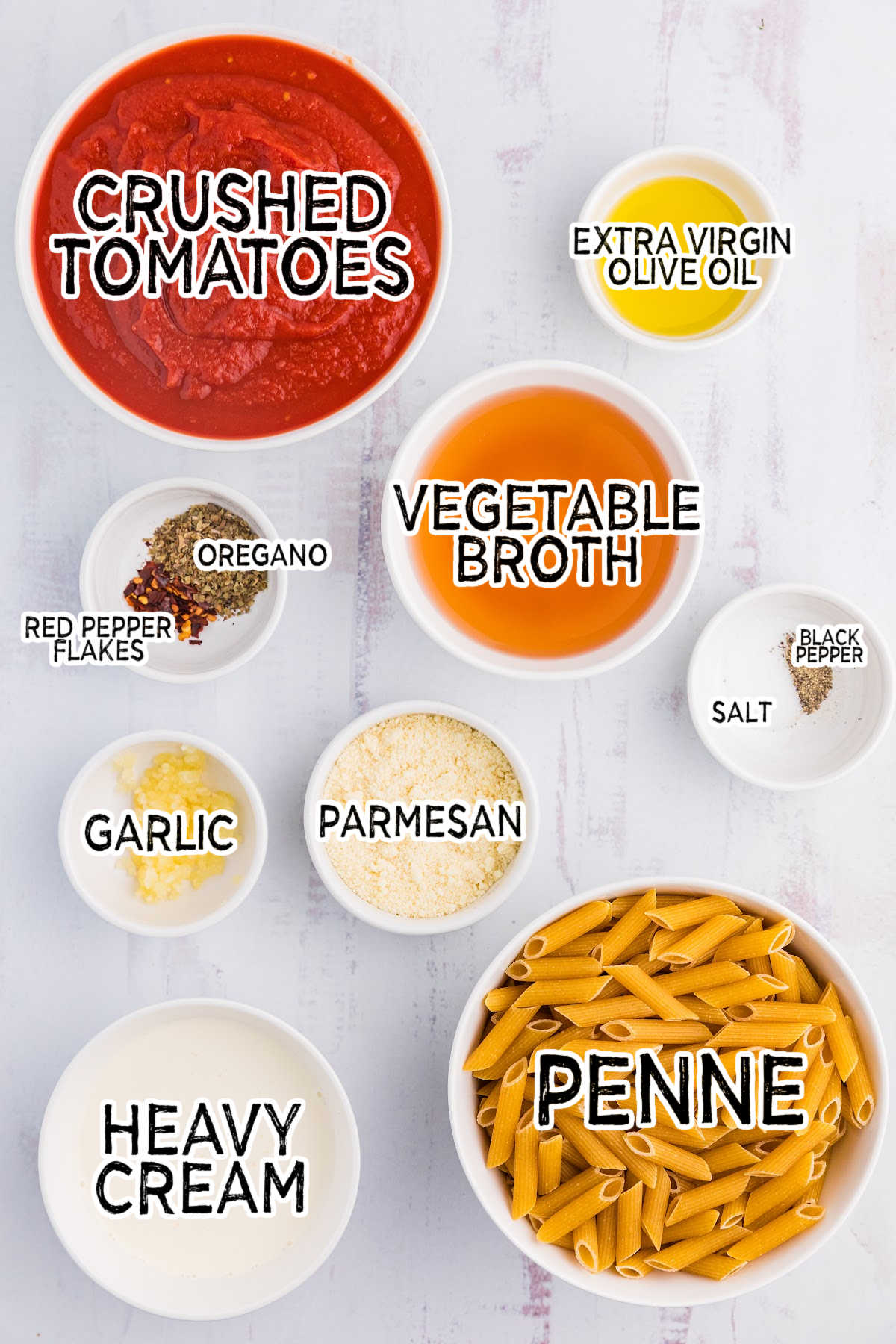 Ingredients on a white background.