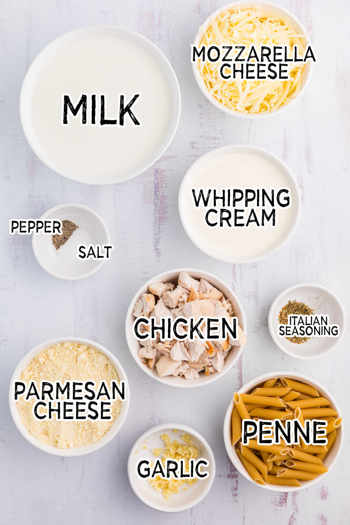 The ingredients on a white background.