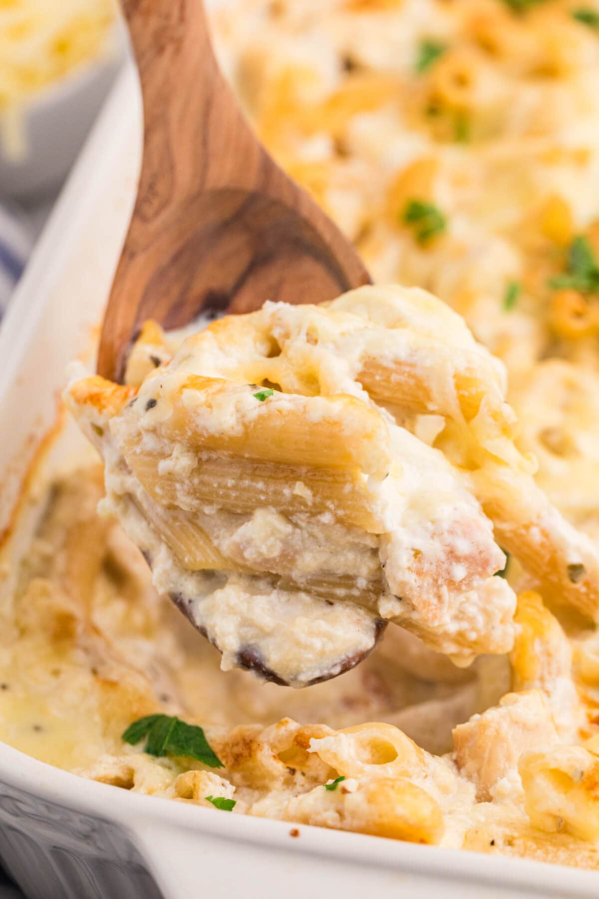 The recipe on a wooden serving spoon.