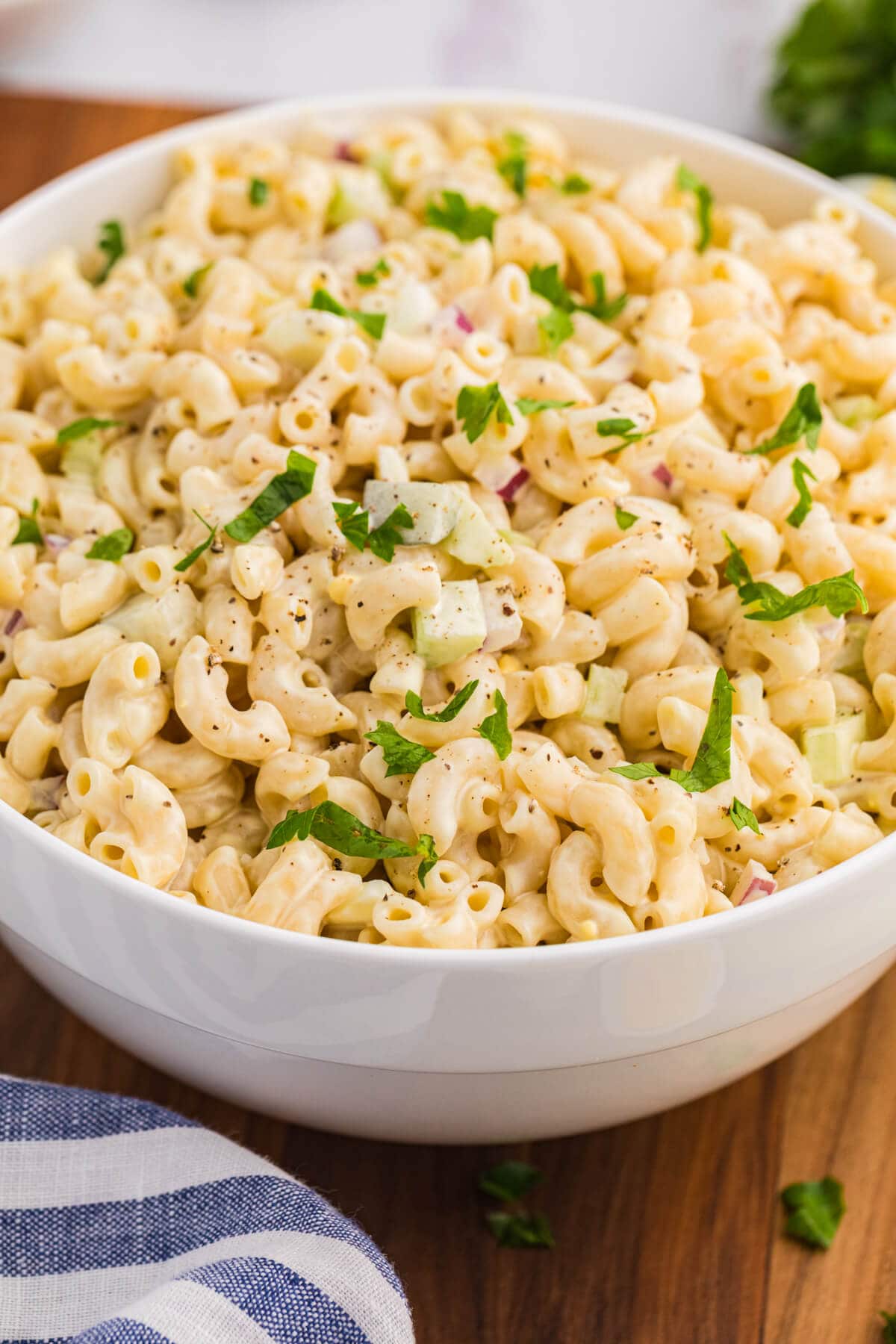 The recipe on a white bowl.