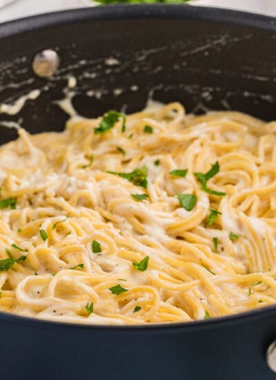 The recipe in a skillet.