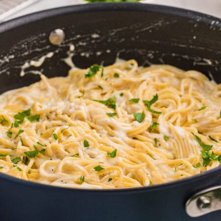 The recipe in a skillet.