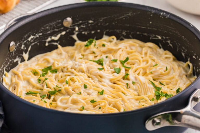 The recipe in a skillet.