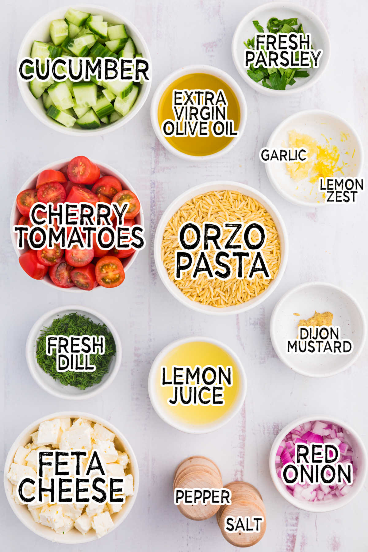 Ingredients on a white background.