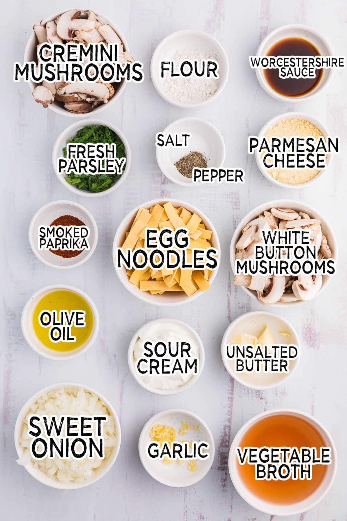 Ingredients on a white background.