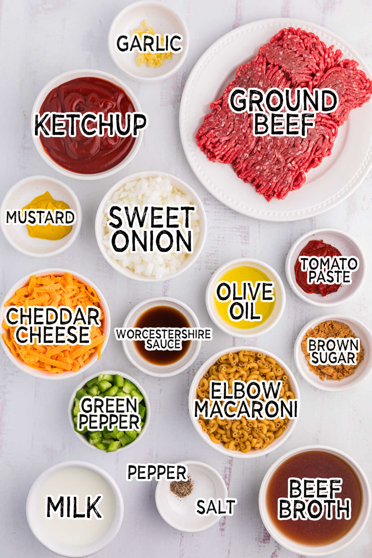 Ingredients on a white background.