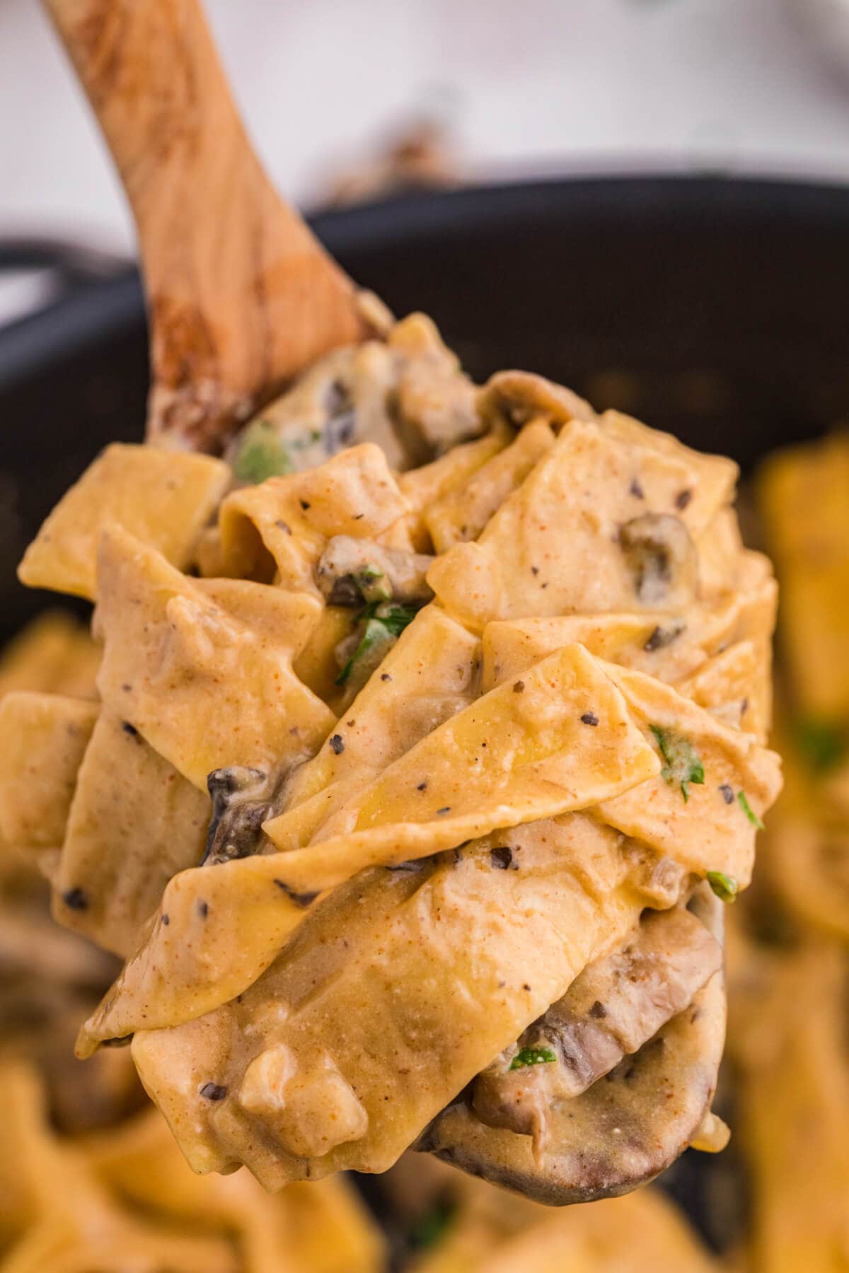 The recipe on a wooden spoon.