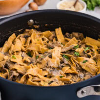 The recipe in a skillet.