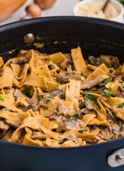 The recipe in a skillet.