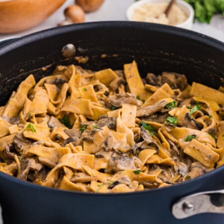 The recipe in a skillet.
