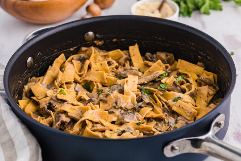 The recipe in a skillet.