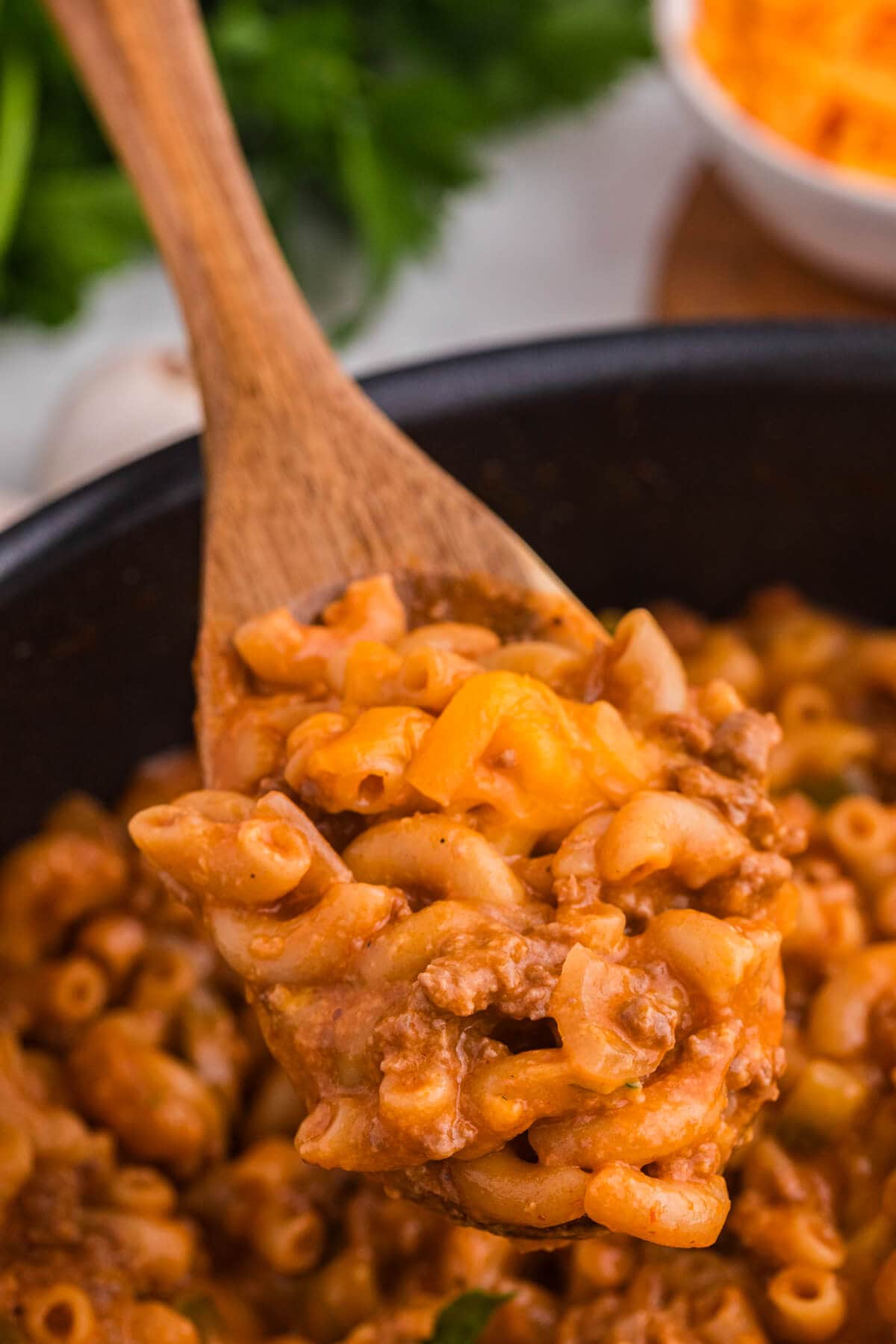The recipe on a wooden spoon.