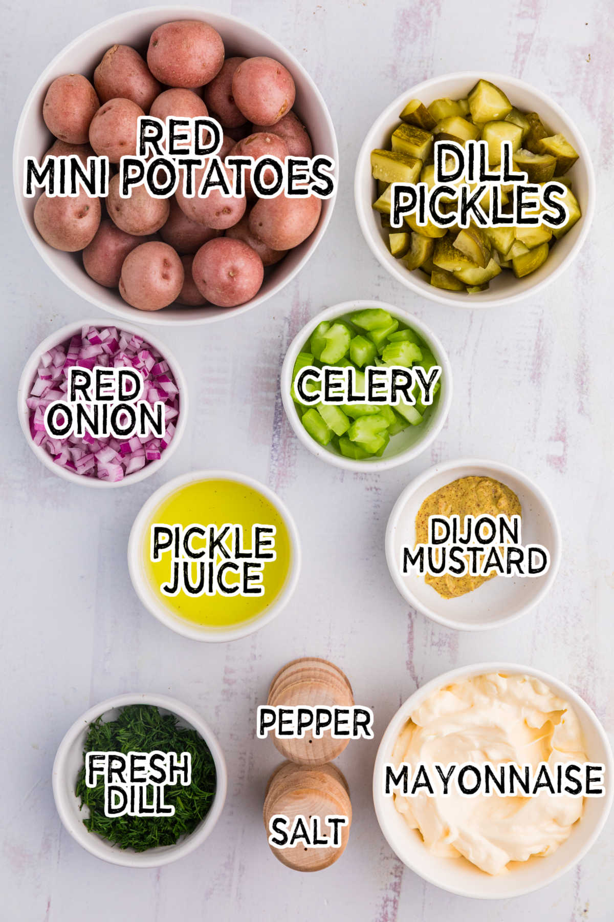 Ingredients on a white background.