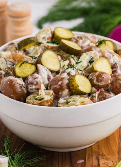 The recipe in a white bowl.