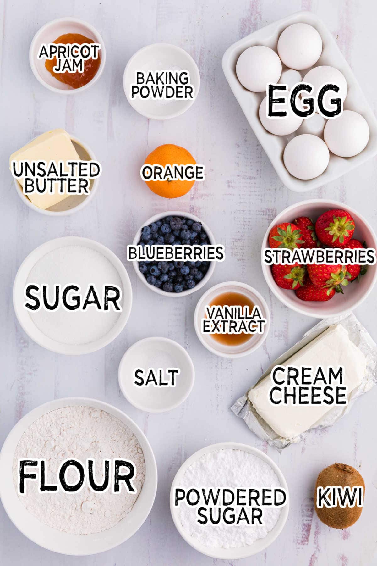Ingredients on a white background.