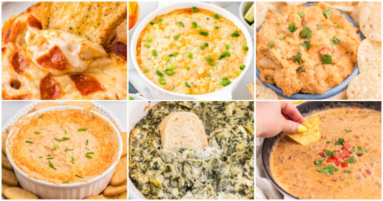 A collage of hot dip recipes.