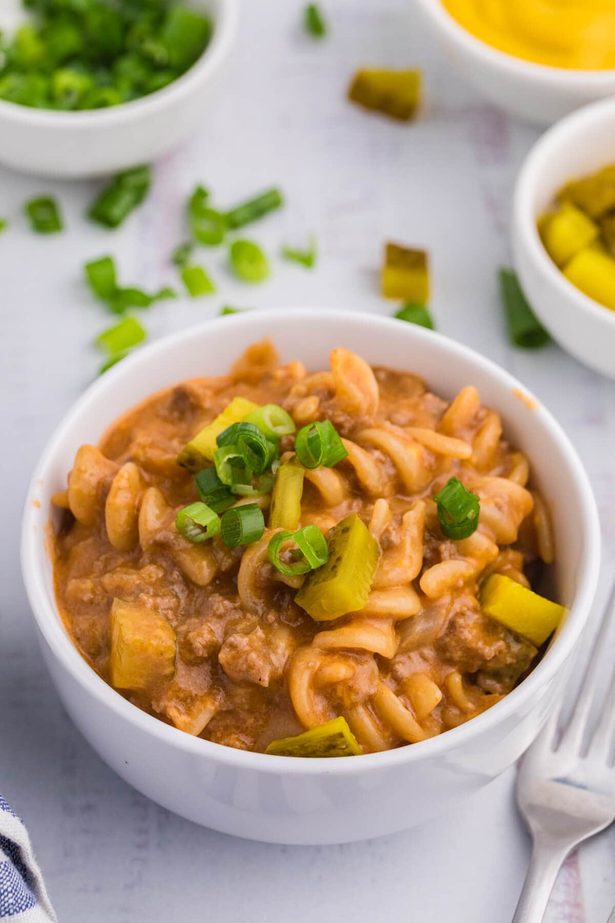 The recipe served in a white bowl.