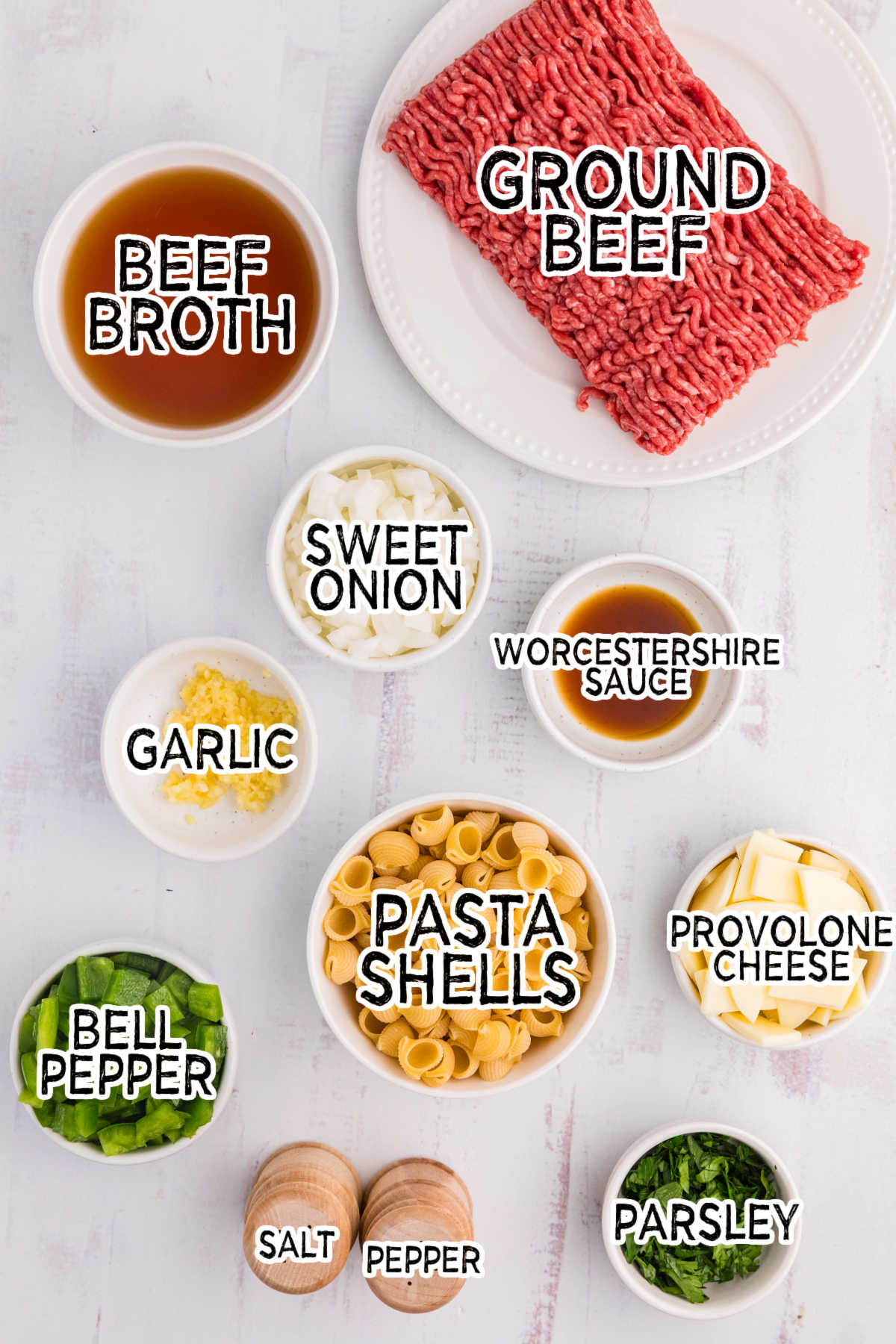 Ingredients on a white background.