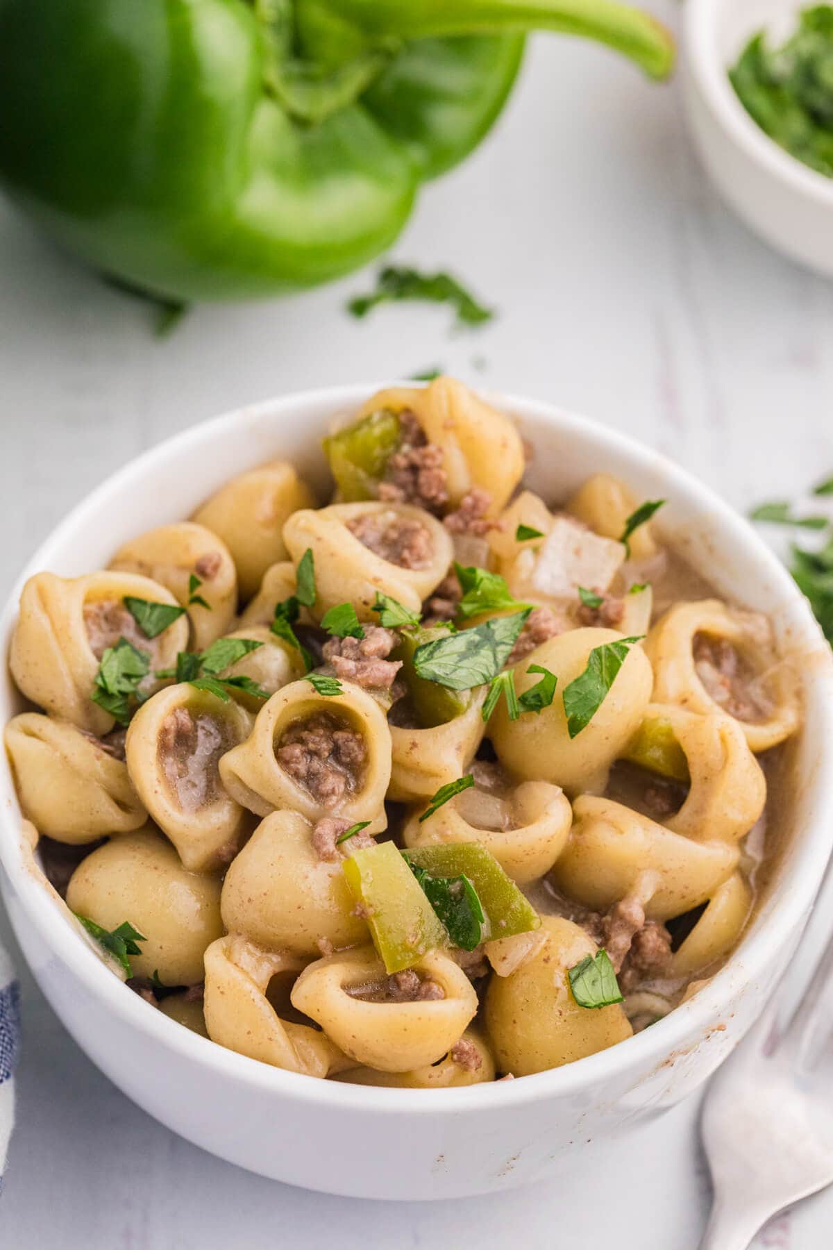 The recipe served in a white bowl.