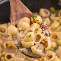 The recipe on a wooden spoon.