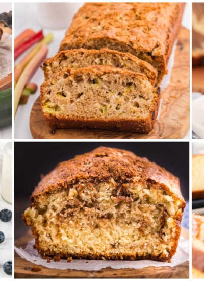 Collage of a variety of quick breads.