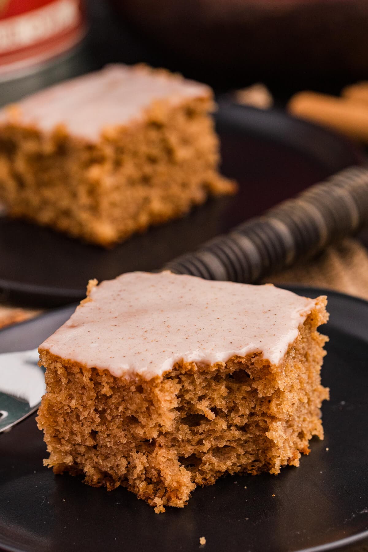 A piece of the recipe on plate with a bite out of it.