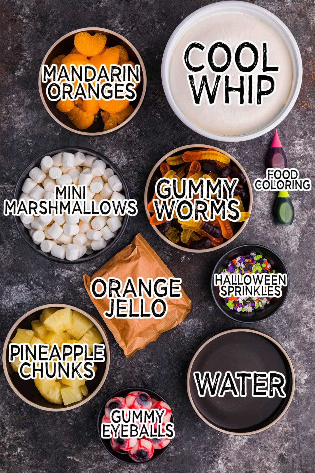 Ingredients on a dark background.