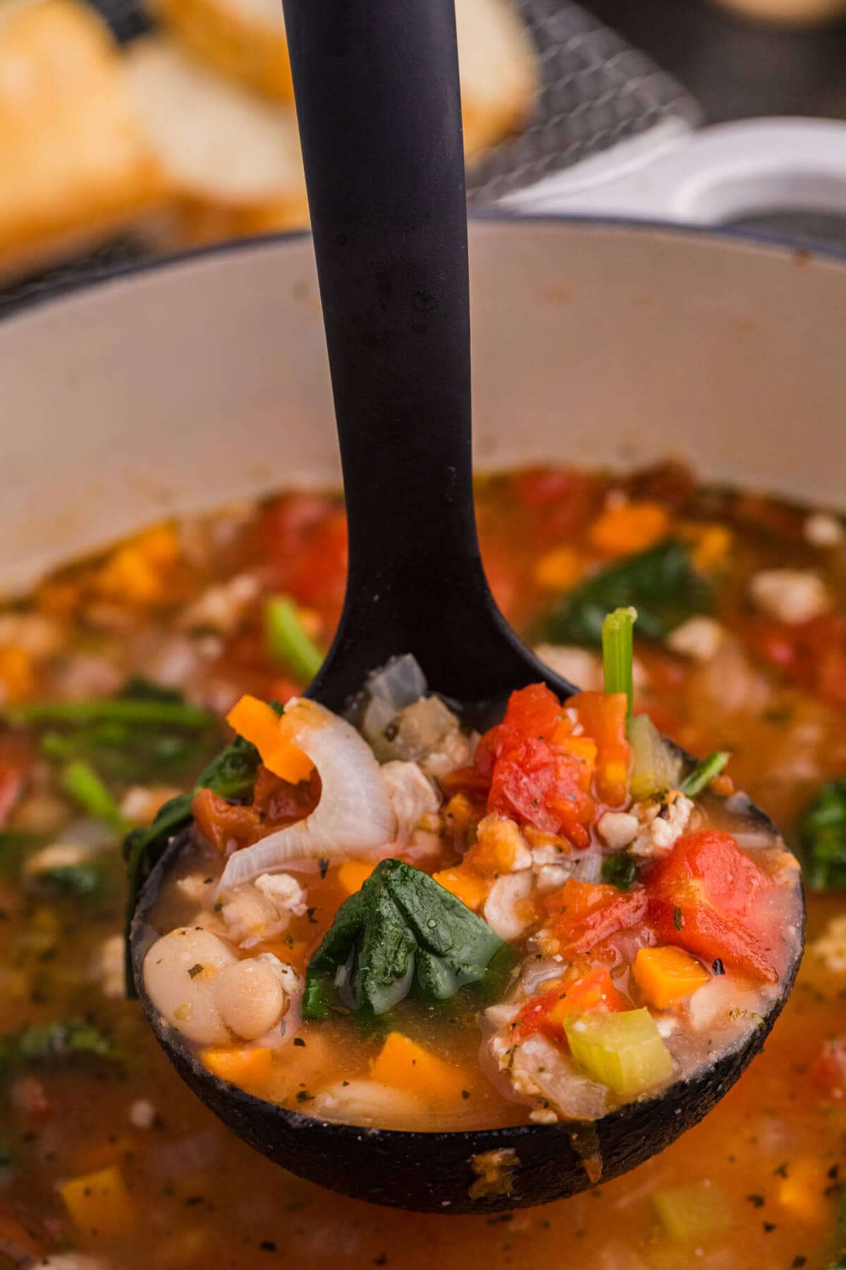 A ladle of the soup.