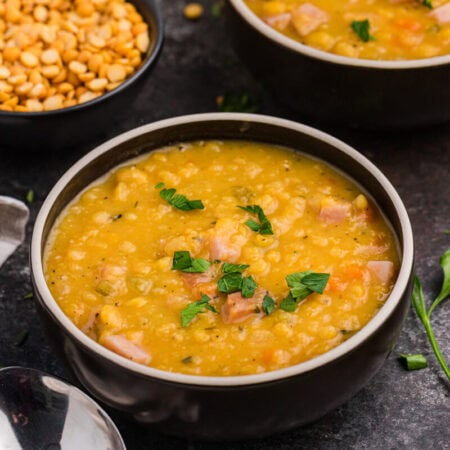 The recipe in a black bowl.