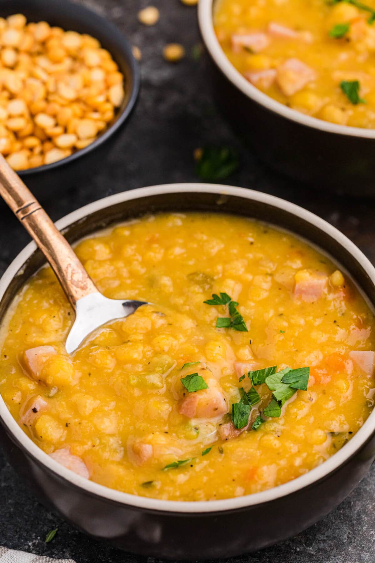 The recipe in a bowl with a spoon.