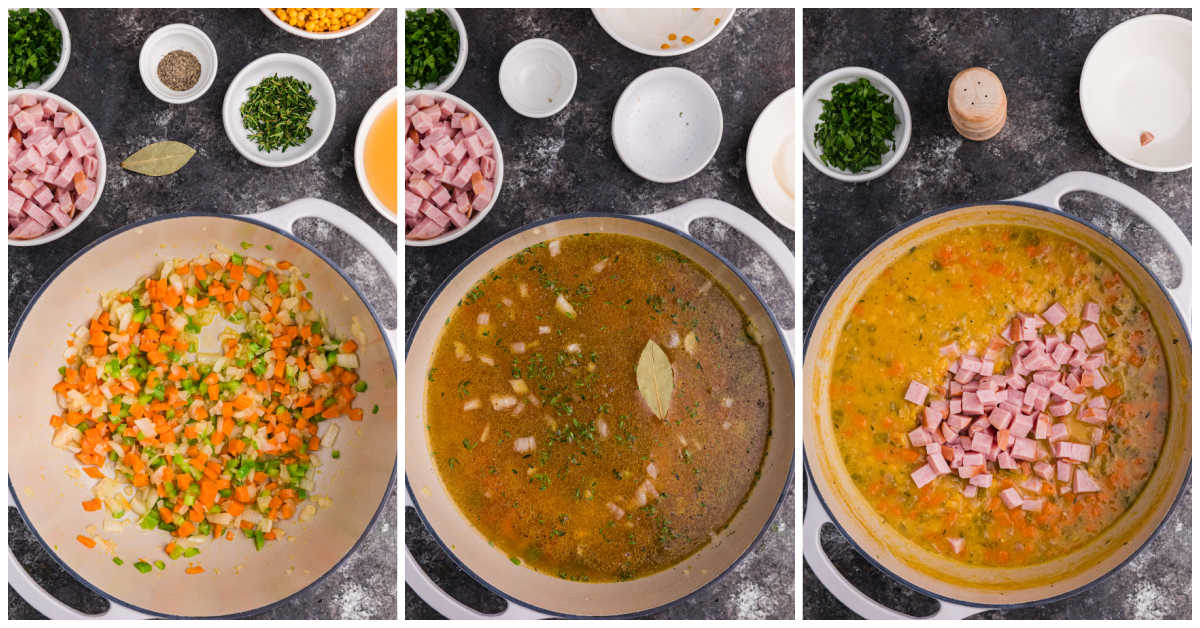 Collage of cooking the recipe in a pot.