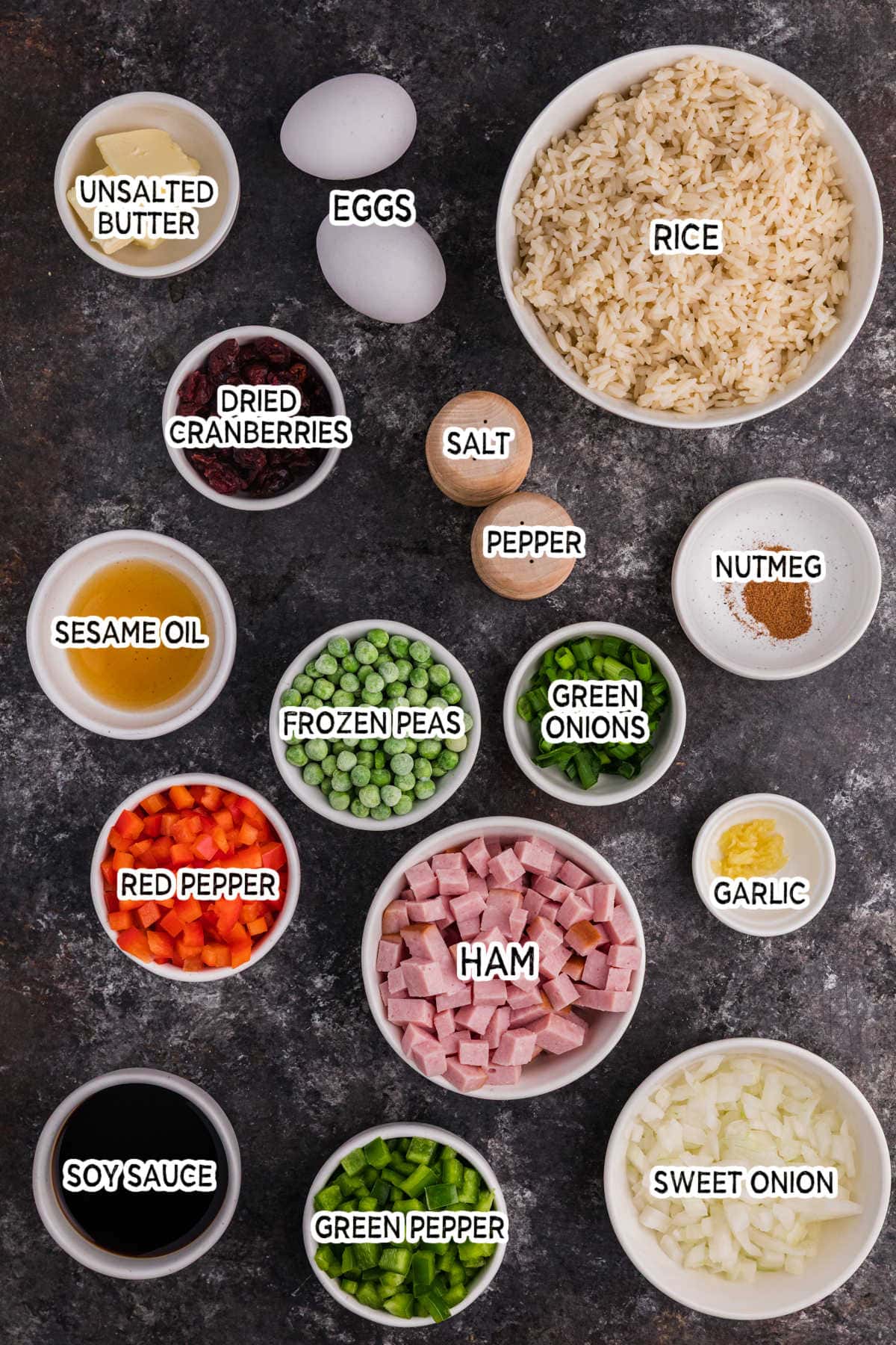 Ingredients on a dark background.