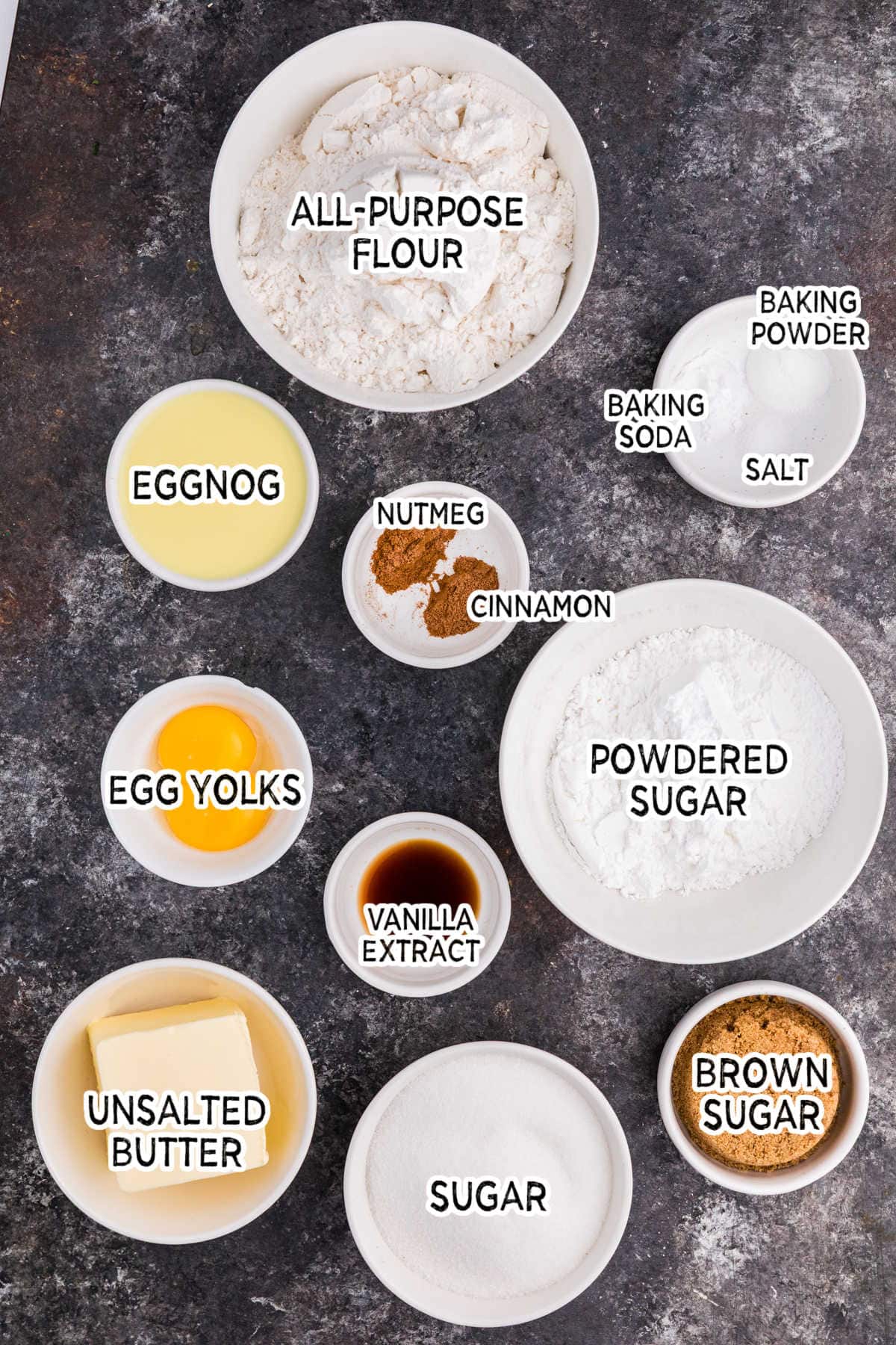 Ingredients on a dark background.