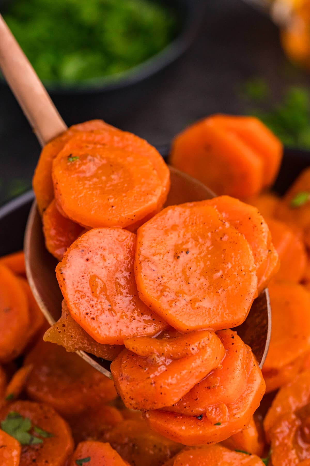 The recipe on a serving spoon.