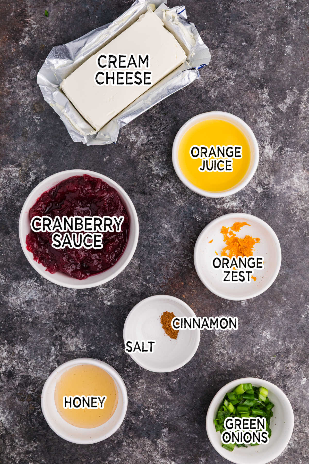 Ingredients on a dark background.