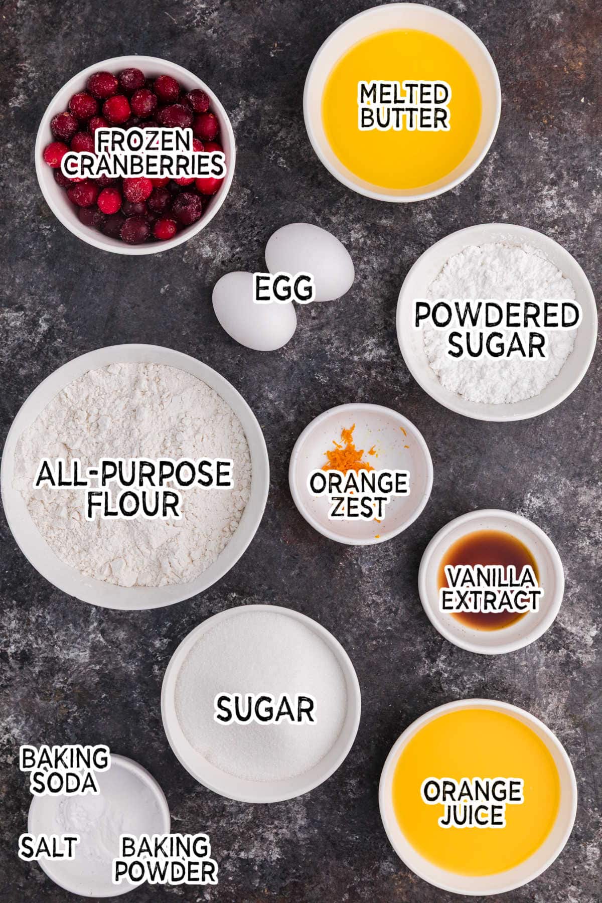 Ingredients on a dark background.