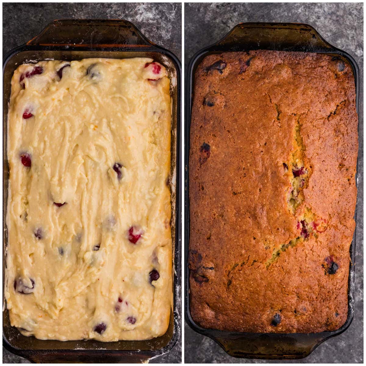 Collage of the recipe in a loaf pan.
