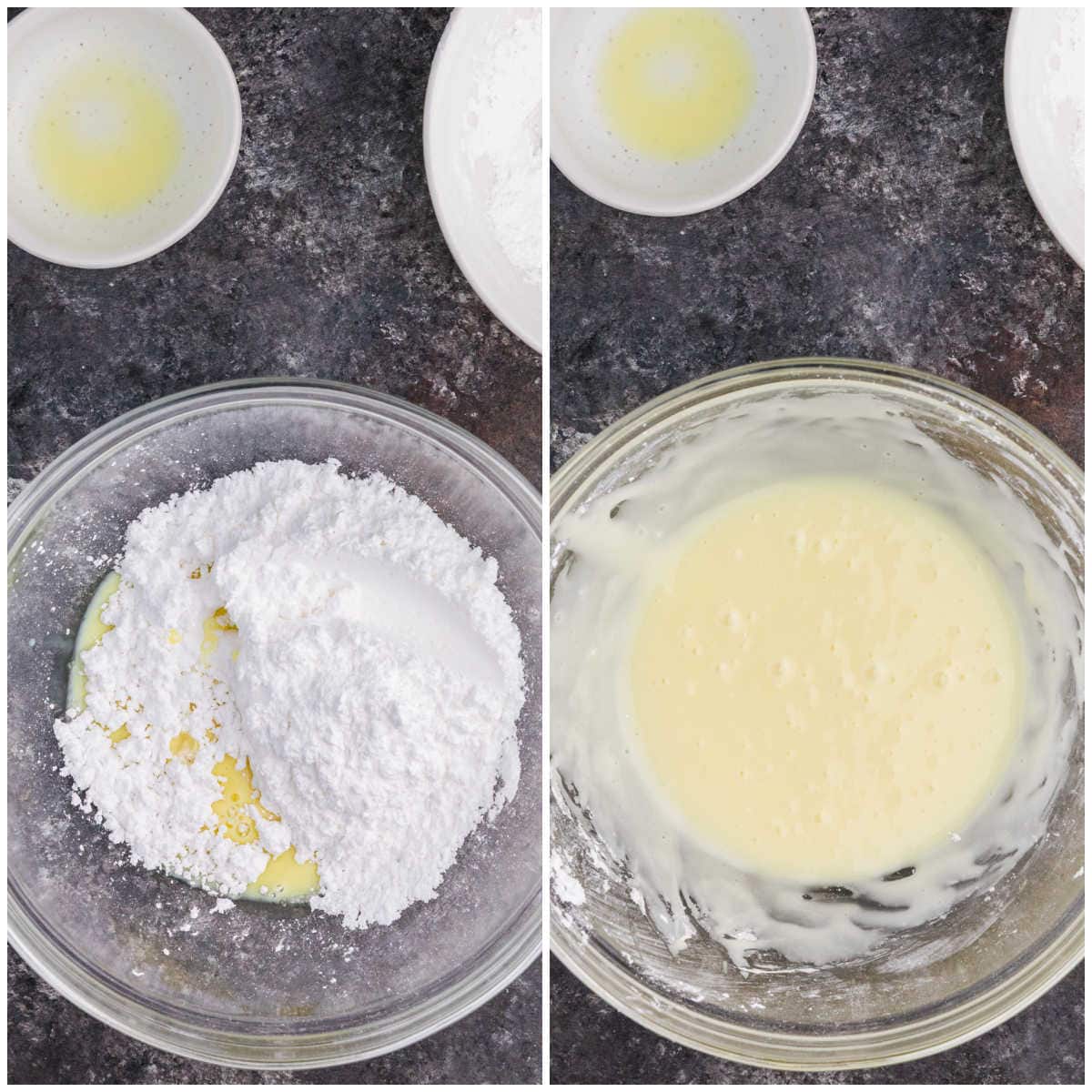 Collage of making the glaze.