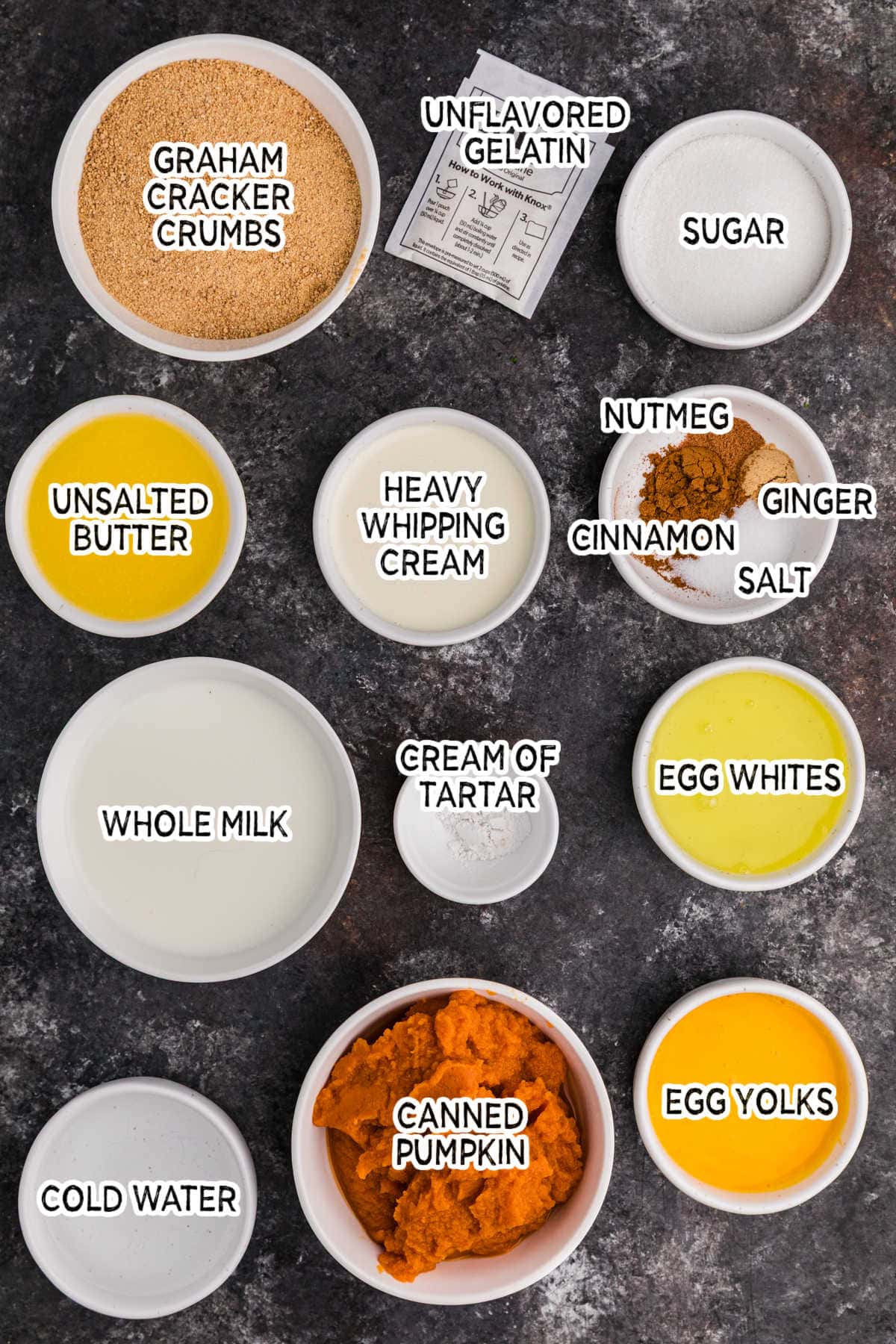 Ingredients on a dark background.