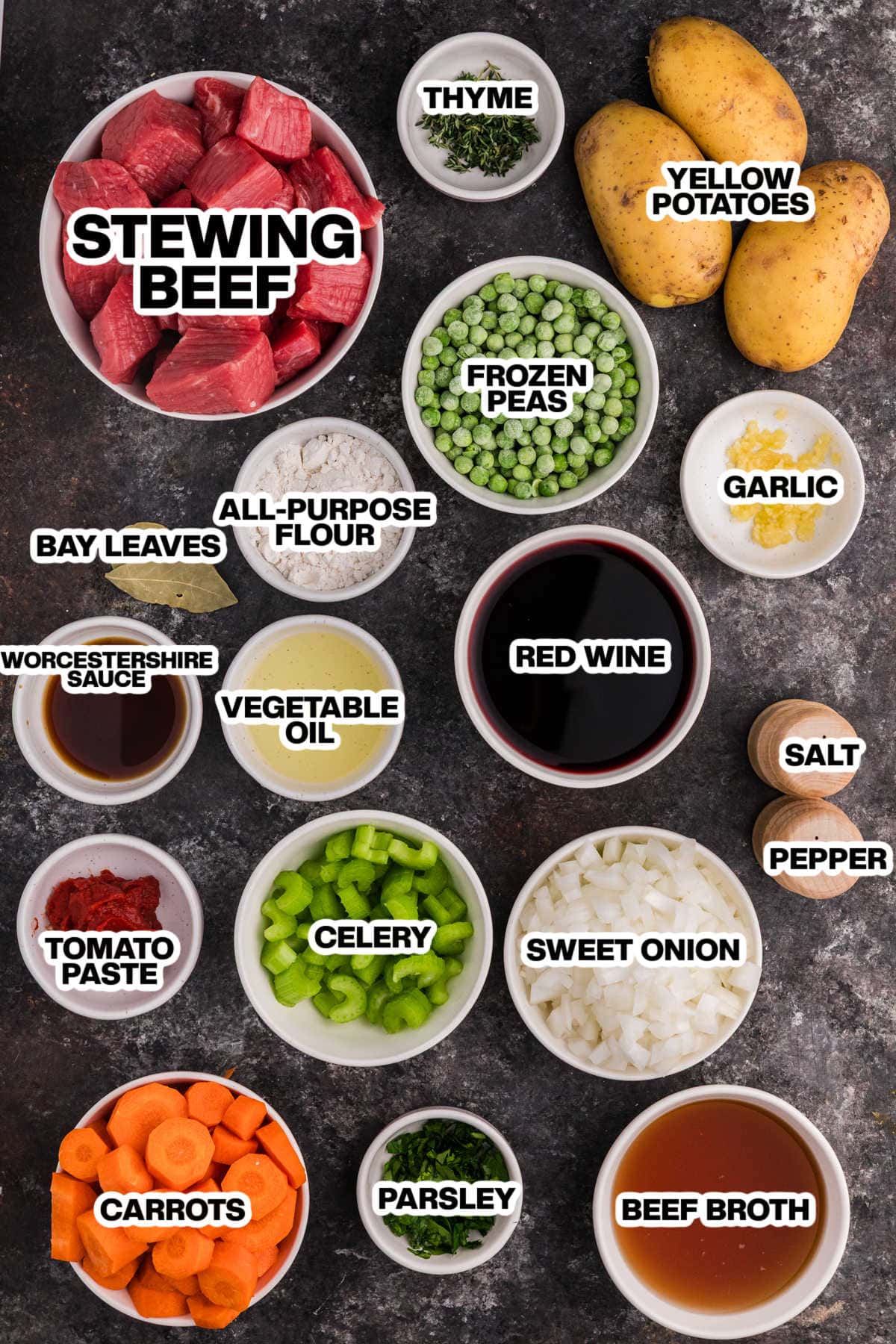 Ingredients on a dark background.